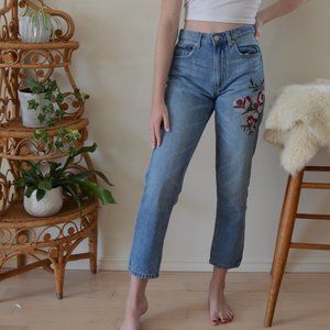 Floral Embroidered Mom Jeans